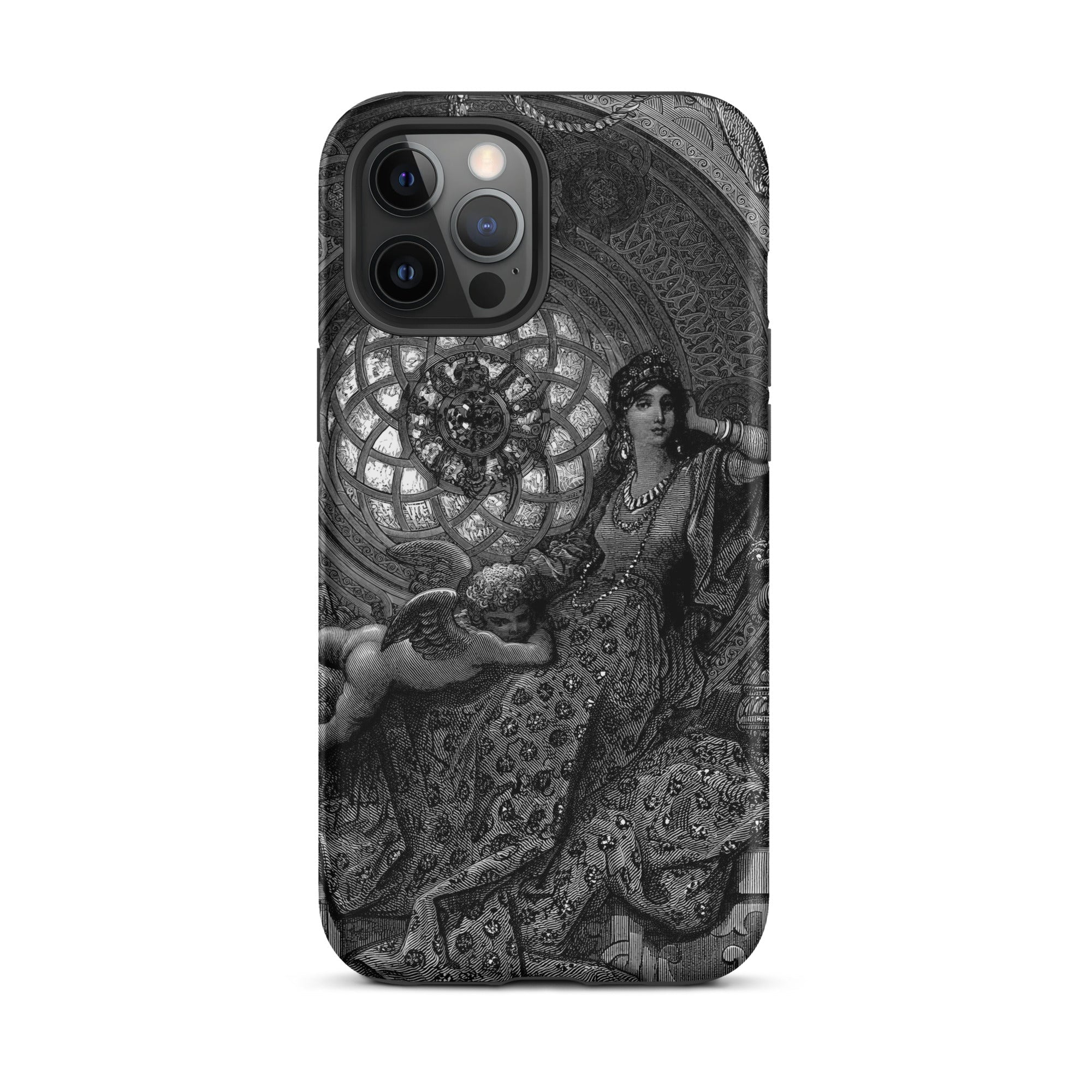 Alcina’s Beauty Overcomes All of Ruggiero’s Misgivings - Gustave Dore Iphone Case, 12 Pro Max / Tough Phone, Black White Iphone Case
