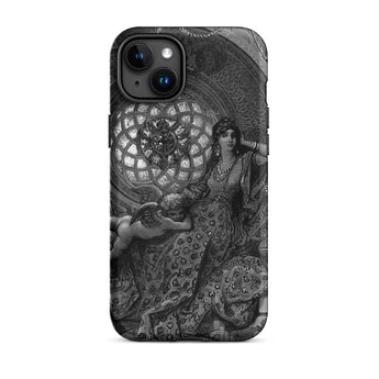 Alcina’s Beauty Overcomes All of Ruggiero’s Misgivings - Gustave Dore Iphone Case, 15 Plus / Matte, Black Iphone Grayscale Ornate Pattern