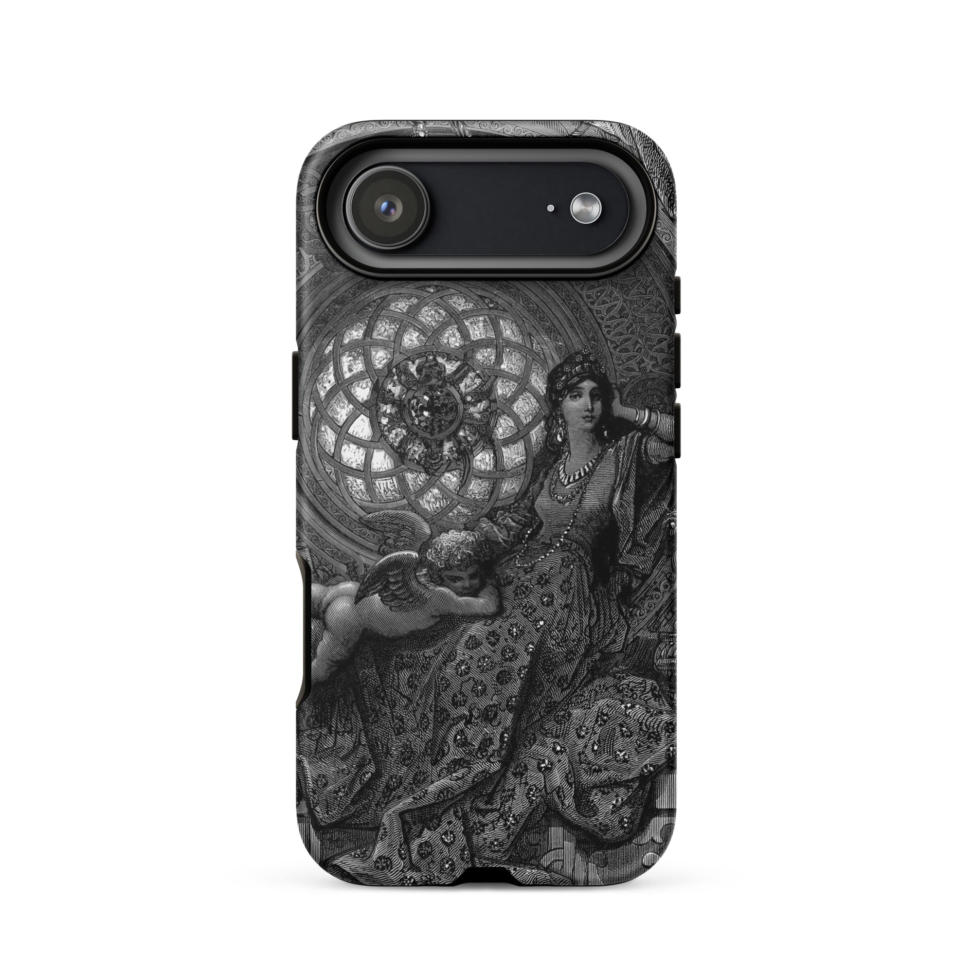 Alcina’s Beauty Overcomes All of Ruggiero’s Misgivings - Gustave Dore Iphone Case, 17 Air / Matte, Black White Patterned Smartphone Case