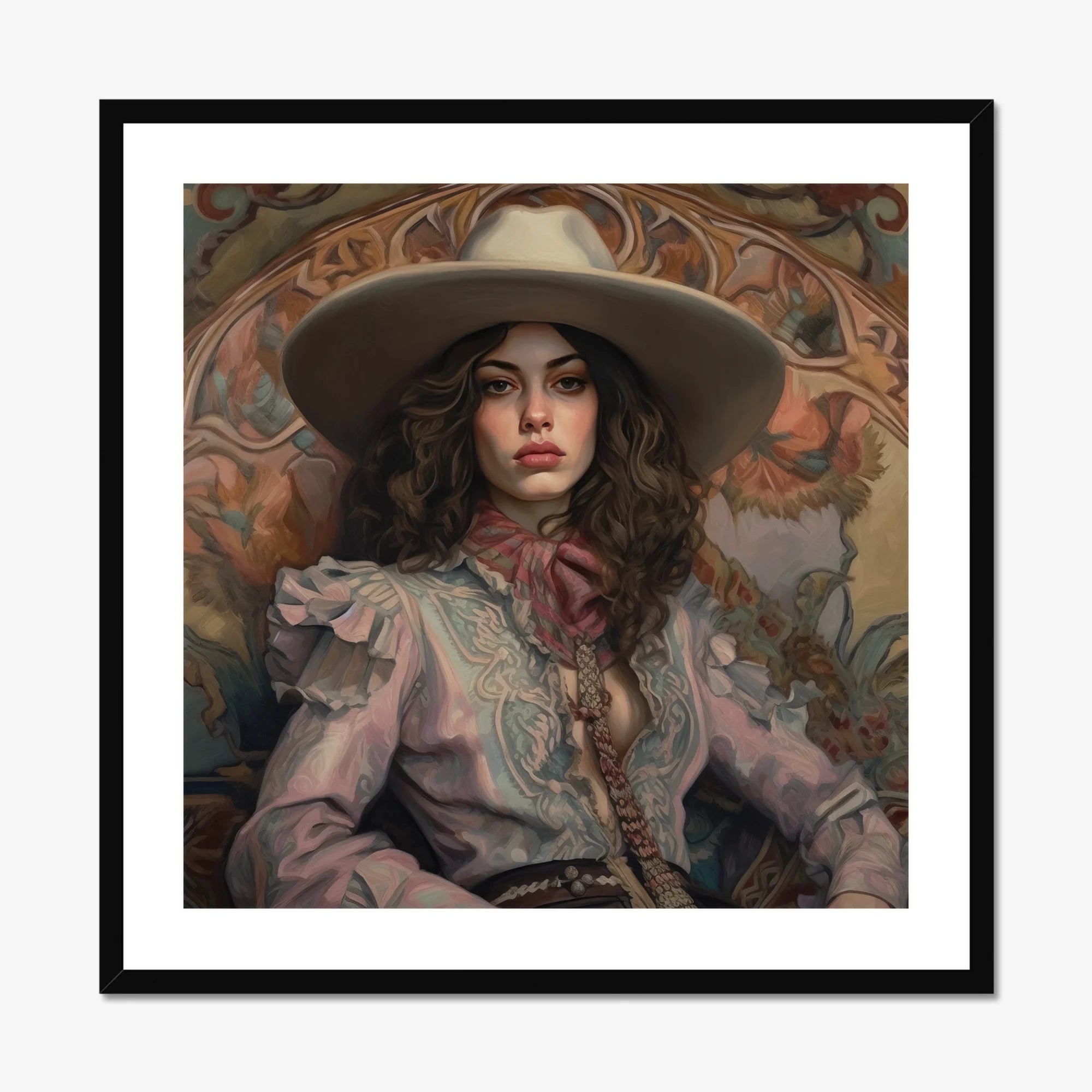 Alex - Lesbian Cowgirl Art Print, Framed Portrait Woman Cowboy Hat