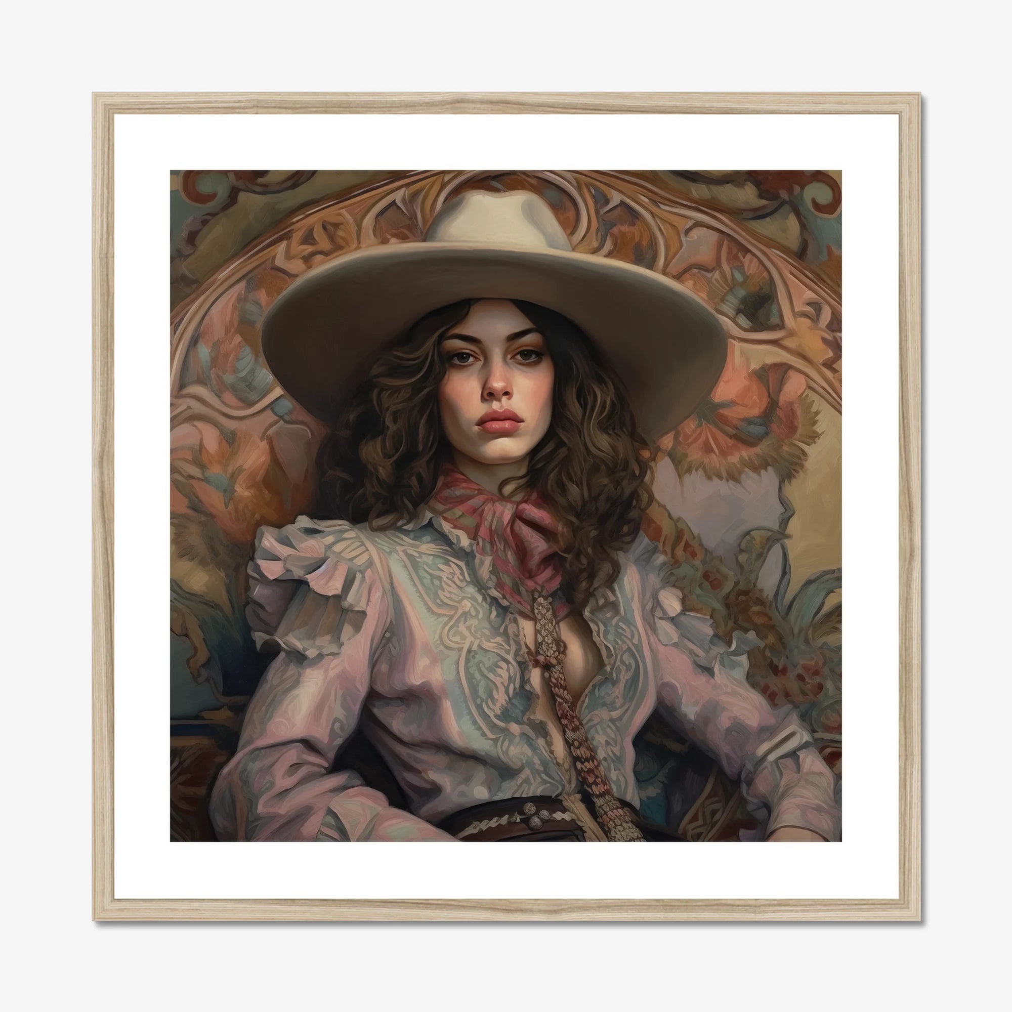 Alex - Lesbian Cowgirl Art Print, Framed Portrait Woman Cowboy Hat