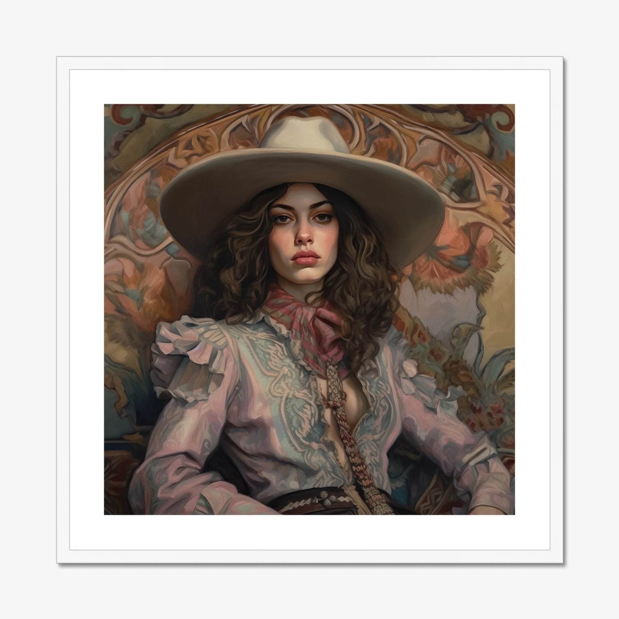 Alex - Lesbian Cowgirl Art Print, Cowgirl Portrait Ornate Frame