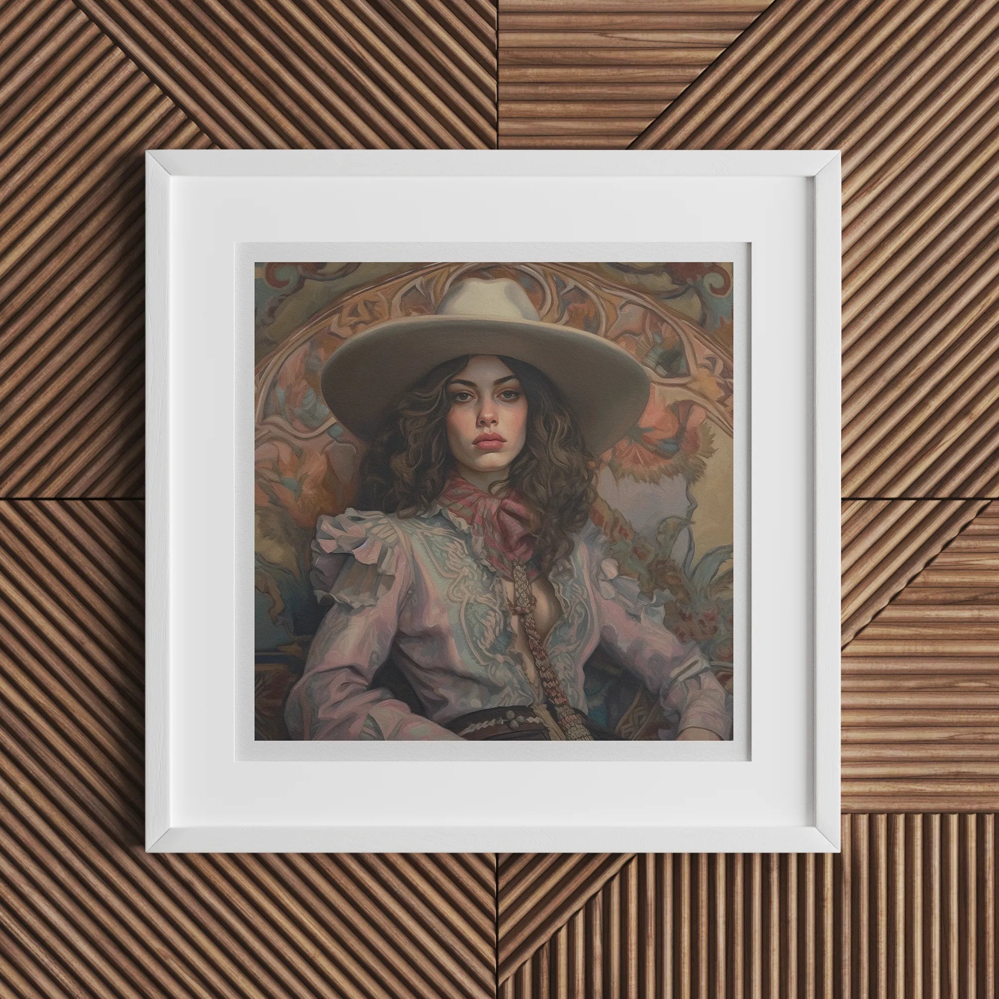 Alex - Lesbian Cowgirl Art Print - Wlw Sapphic Queerart - 16’x16’ - Posters Prints & Visual Artwork - Aesthetic Art