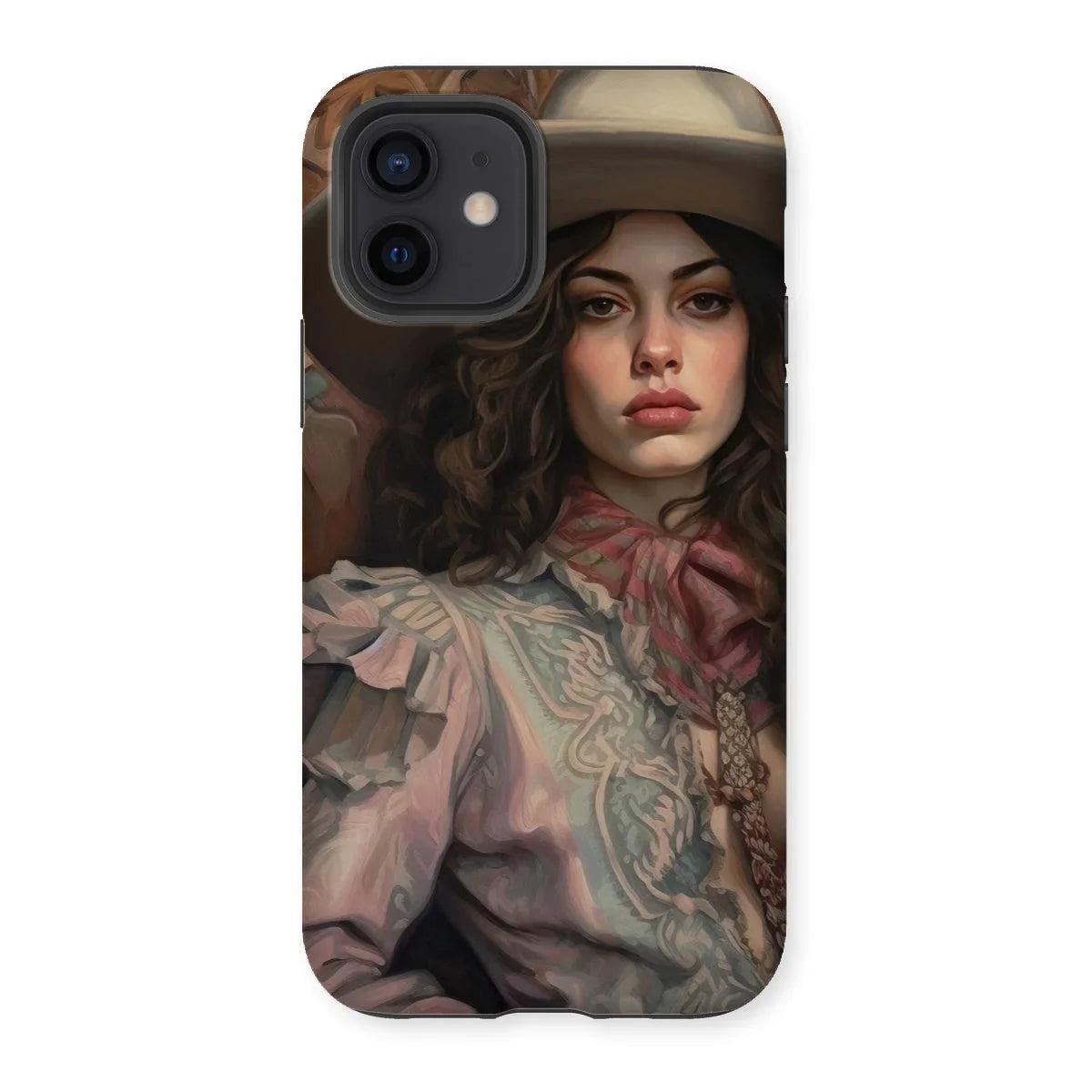 Alex - Sapphic Cowgirl Iphone Case, 12 / Matte, Phone Case Portrait Woman Victorian-style Clothing Wide-brimmed Hat