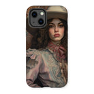 Alex - Sapphic Cowgirl Iphone Case, 13 / Matte, Phone Case Painted Portrait Woman Vintage-style Clothing Wide-brimmed