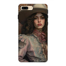 Alex - Sapphic Cowgirl Iphone Case, 8 Plus / Matte, Phone Case Portrait Woman Wide-brimmed Hat Ruffled Blouse