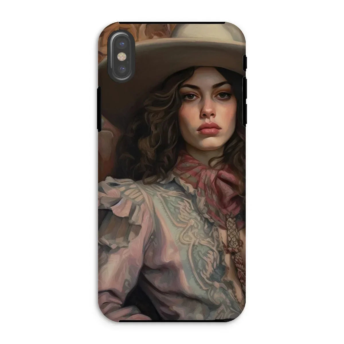Alex - Sapphic Cowgirl Iphone Case, Xs / Matte, Phone Case Painted Portrait Woman Wide-brimmed Hat Ruffled