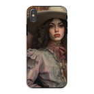 Alex - Sapphic Cowgirl Iphone Case, Xs / Matte, Phone Case Painted Portrait Woman Wide-brimmed Hat Ruffled
