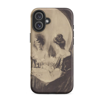 All is Vanity - Charles Allan Gilbert Iphone Case, 16 Plus / Matte, Phone Case Optical Illusion Two Women Skull
