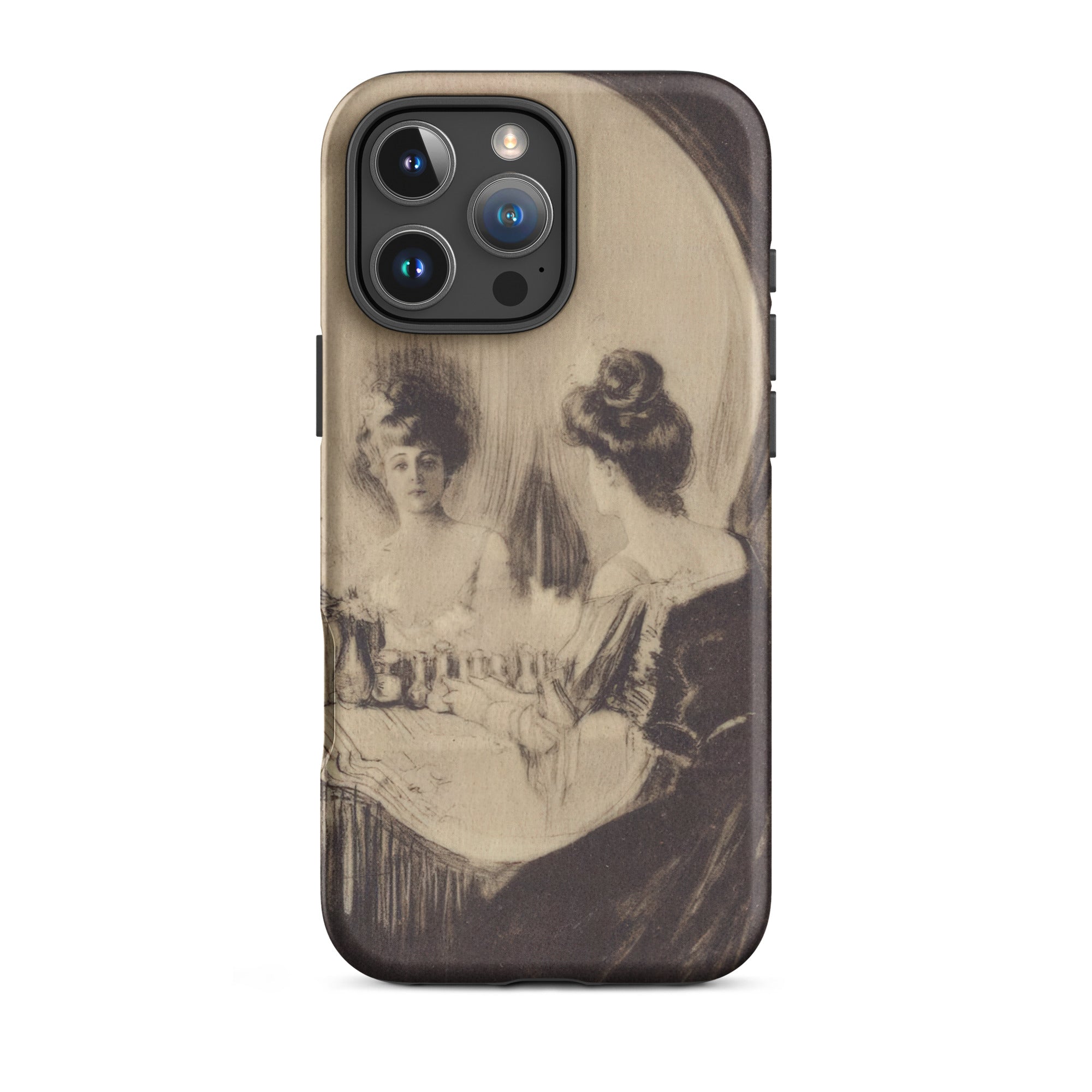 All is Vanity - Charles Allan Gilbert Iphone Case, 16 Pro Max / Matte, Iphone Case Antique Sepia-toned Illustration Two Women