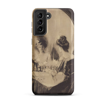 All is Vanity - Charles Allan Gilbert Samsung Case, Galaxy S21 Plus / Matte, Tan Phone Case Vintage-style Illustration Two Women