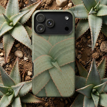Aloe Pattern Phone Case Phone Case Detailed Muted Green Succulent Leaf Pattern Aloe Vera Succulent, Star-shaped Architecture, Calculated