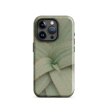 Aloe Pattern Phone Case Iphone 15 Pro / Gloss Sleek Matte-finish Phone Case Detailed Print Aloe Vera Succulent, Star-shaped Architecture,