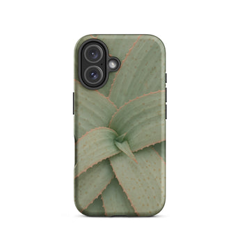 Aloe Pattern Phone Case Iphone 16 / Matte Sleek Matte-finish Phone Case Detailed Close-up Aloe Vera Succulent, Star-shaped Architecture,