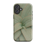 Aloe Pattern Phone Case Iphone 16 Plus / Gloss Sleek Phone Case Detailed Close-up Print Aloe Vera Succulent, Star-shaped Architecture,