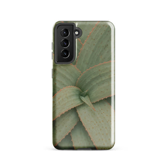 Aloe Pattern Phone Case Samsung Galaxy S21 / Gloss Sleek Phone Case Detailed Close-up Print Aloe Vera Succulent, Star-shaped Architecture,