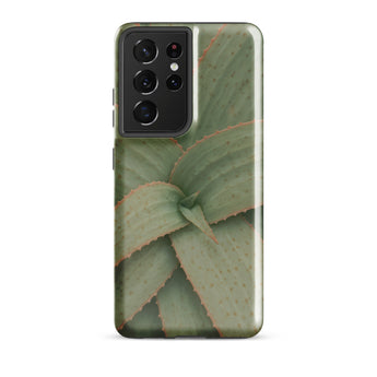 Aloe Pattern Phone Case Samsung Galaxy S21 Ultra / Gloss Sleek Phone Case Detailed Close-up Print Green Succulent Aloe Vera Succulent,