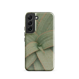 Aloe Pattern Phone Case Samsung Galaxy S22 / Gloss Sleek Phone Case Detailed Close-up Print Aloe Vera Succulent, Star-shaped Architecture,