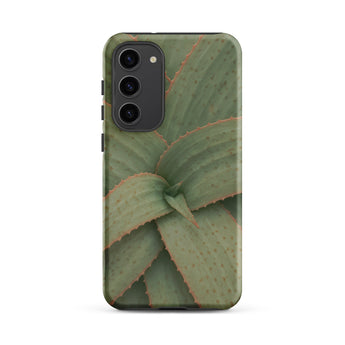 Aloe Pattern Phone Case Samsung Galaxy S23 Plus / Matte Sleek Phone Case Detailed Close-up Print Aloe Vera Succulent, Star-shaped