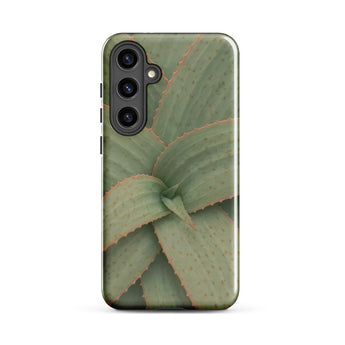 Aloe Pattern Phone Case Samsung Galaxy S24 Plus / Gloss Sleek Phone Case Detailed Close-up Print Green Succulent Aloe Vera Succulent,