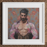 Alonso - Queer Matador Art Print / Canvas Floral-patterned Shirt Lace Vest Open Collar Gay Matador, Matador Art Print, Meet Alonso