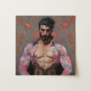 Alonso - Queer Matador Art Print / Canvas Square Canvas Painting Muscular Man Dark Curly Hair Gay Matador, Matador Art Print, Meet Alonso