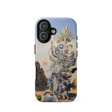 Altar - Surreal Cactus Goddess Art Phone Case Iphone 17 / Matte Iphone 12 Case Mechanical Tree Design Blue Background Surreal Cactus
