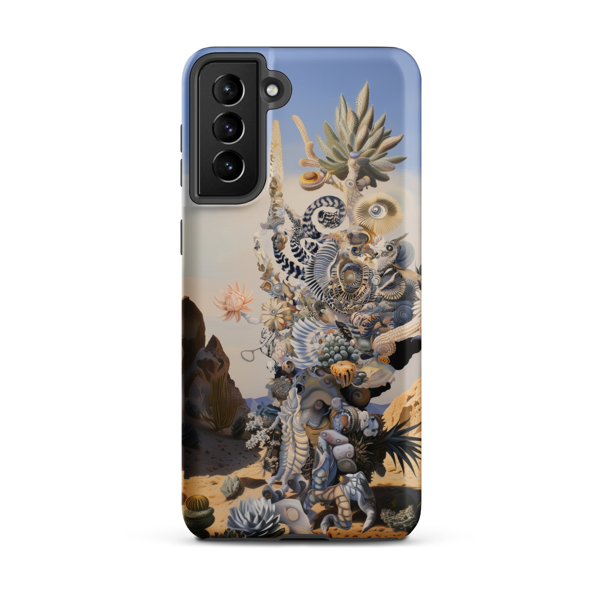 Altar Surreal Cactus Goddess Art Samsung Case, Galaxy S21 Plus / Matte, Smartphone Surreal Desert Themed Case Intricate Arrangement Shells