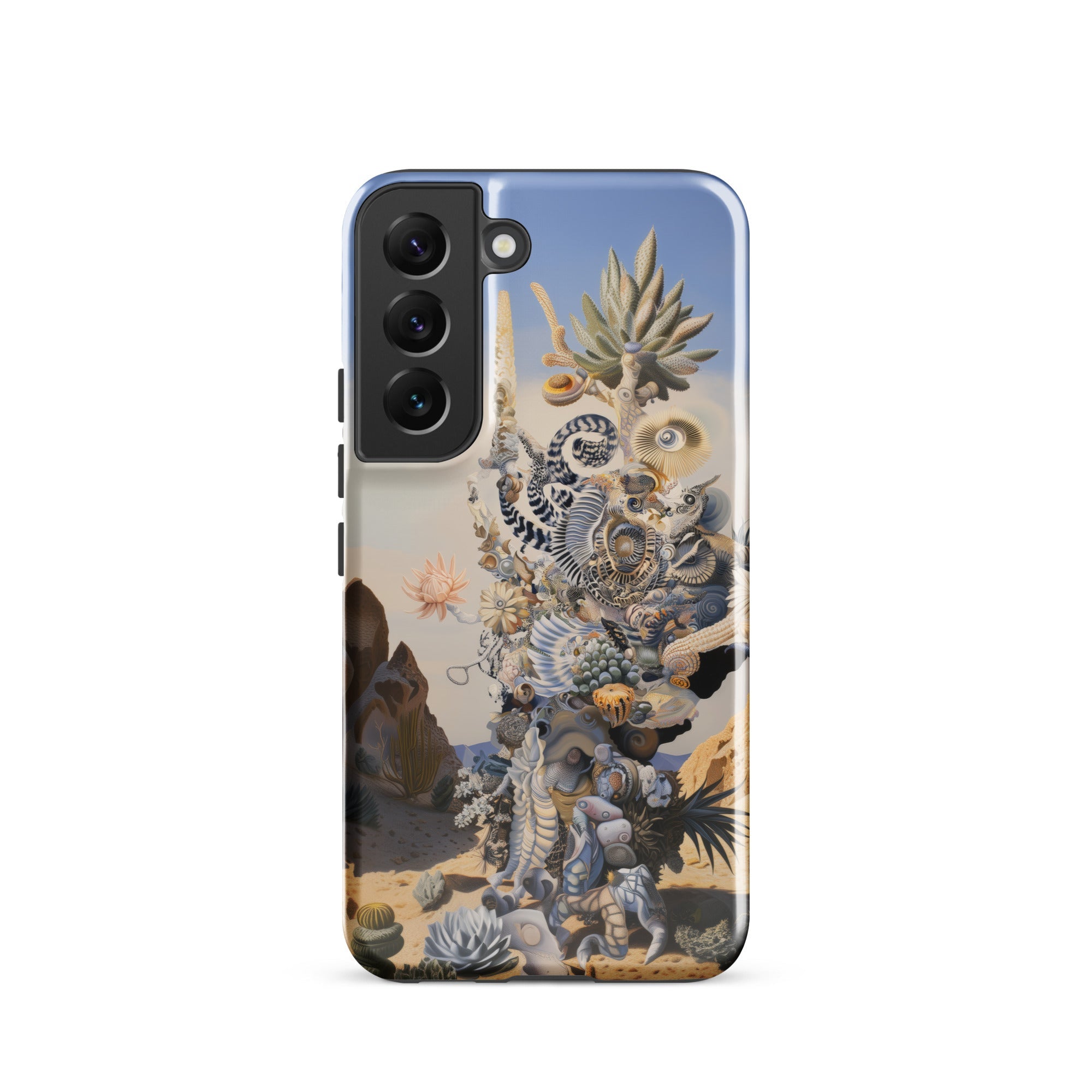 Altar Surreal Cactus Goddess Art Samsung Case, Galaxy S22 / Gloss, Clear Smartphone Case Complex Surrealist Desert Landscape Design
