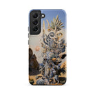 Altar Surreal Cactus Goddess Art Samsung Case, Galaxy S22 Plus / Matte, Smartphone Blue Beige Desert Themed Protective Case Fantastical