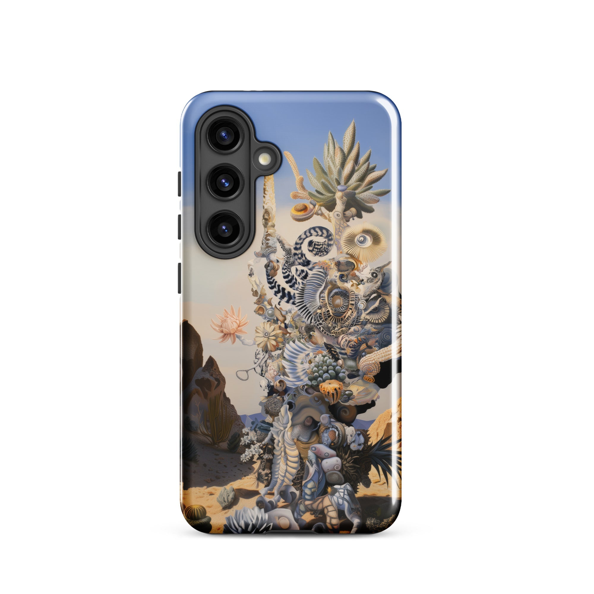 Altar Surreal Cactus Goddess Art Samsung Case, Galaxy S24 / Gloss, Smartphone Case Surrealistic Desert Landscape Creature Collage Design