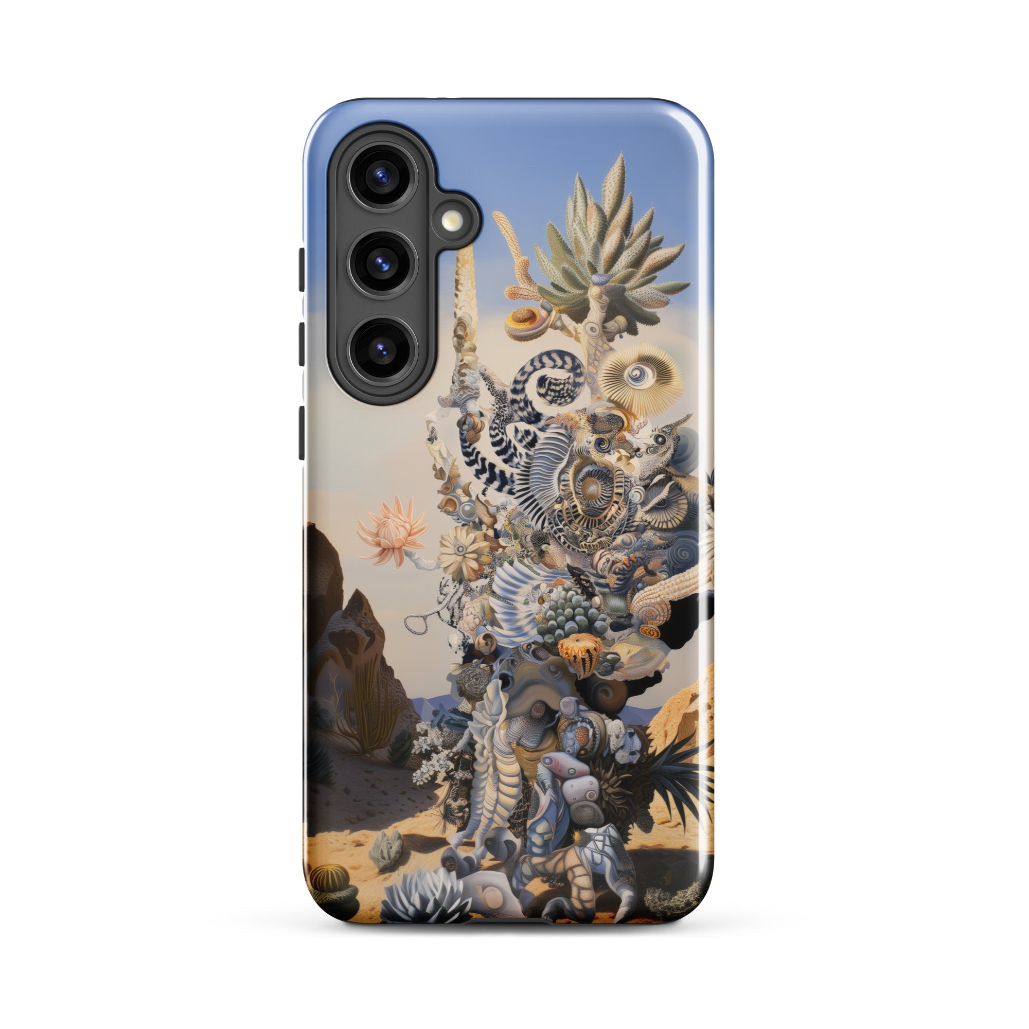 Altar Surreal Cactus Goddess Art Samsung Case, Galaxy S24 Plus / Gloss, Smartphone Case Complex Surrealistic Desert Landscape Illustration