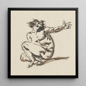 Althaemenes in Despair - Nicolai Abraham Abildgaard Art Print / Canvas, 12x12’’ / 31x31cm / Black Frame, Posters Prints & Visual Artwork,