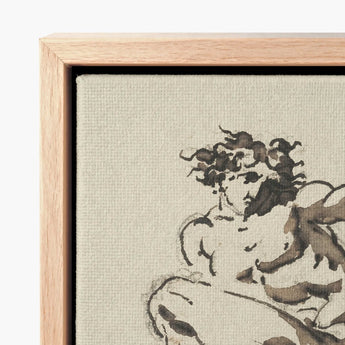 Framed Canvas Print Stylized Ink-wash Depiction Classical Figure Nicolai Abraham Abildgaard, Male Nude, Collapses, Greek, Tragedy, Single