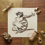 Althaemenes in Despair - Nicolai Abraham Abildgaard Art Print / Canvas Black White Ink Sketch Dynamic Muscular Figure Motion, Male Nude,