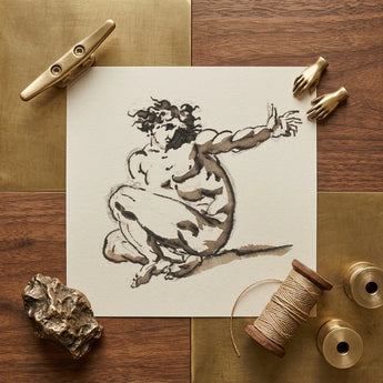 Althaemenes in Despair - Nicolai Abraham Abildgaard Art Print / Canvas Black White Ink Sketch Dynamic Muscular Figure Motion, Male Nude,