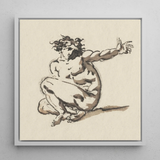 Althaemenes in Despair - Nicolai Abraham Abildgaard Art Print / Canvas Framed Ink Sketch Nude Figure Dynamic Pose Rendered, Male,