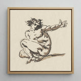 Althaemenes in Despair - Nicolai Abraham Abildgaard Art Print / Canvas Framed Ink Sketch Nude Figure Dynamic Pose Rendered, Male,