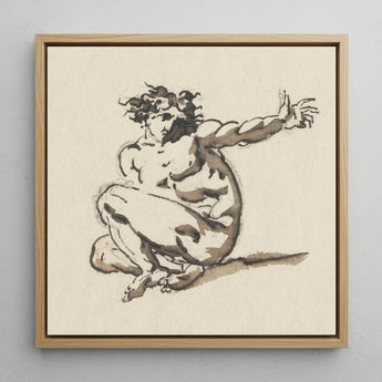 Althaemenes in Despair - Nicolai Abraham Abildgaard Art Print / Canvas Framed Ink Sketch Nude Figure Dynamic Pose Rendered, Male,