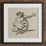 Althaemenes in Despair - Nicolai Abraham Abildgaard Art Print / Canvas Framed Sketch Nude Figure Dynamic Pose Rendered Expressive, Male,