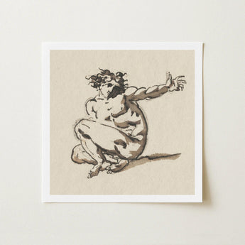 Althaemenes in Despair - Nicolai Abraham Abildgaard Art Print / Canvas, Male Nude, Collapses, Greek, Tragedy, Single Figure Knotted Prints