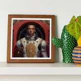 Amari - Gay Black Astronaut Art Print, Framed Portrait Astronaut Spacesuit Red Background