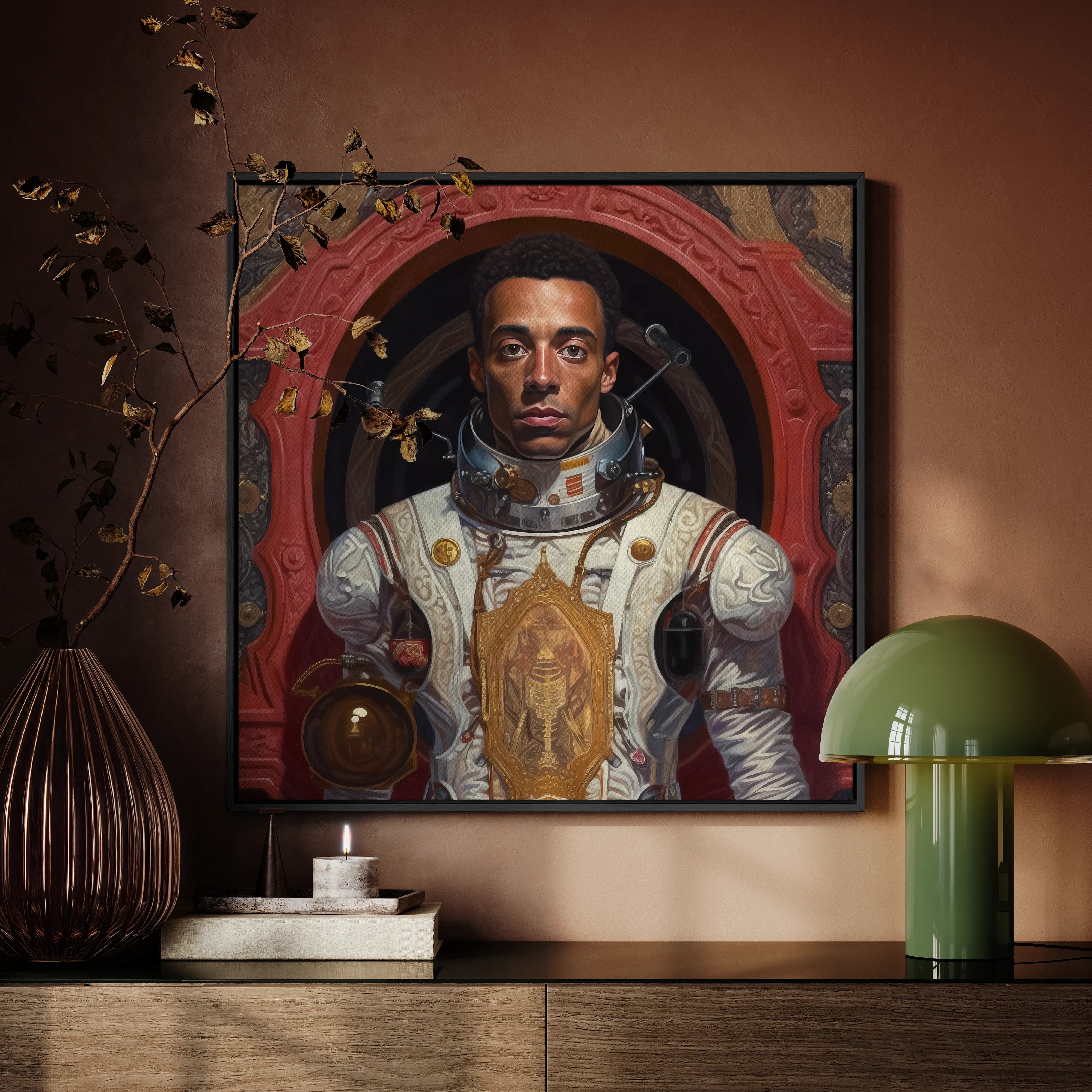 Amari - Gay Black Astronaut Framed Canvas 20’’x20’’ Posters Prints & Visual Artwork