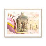 The Amazing Asma and Her Dashing Deer - Collage Art Print, Framed Fantasy Illustration Magical Temple Shrine Ornate Decorative