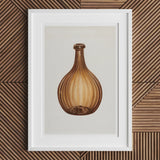 Amber Bottle - Anna Aloisi 1930s Glassware Art Print, 18x24’’ / 46x61cm / Unframed, Brown Glass Bottle Ribbed Bulbous Shape Narrow Neck