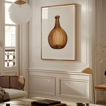 Amber Bottle - Anna Aloisi 1930s Glassware Art Print, 30x40’’ / 76x101cm / Unframed, Framed Art Print Brown Glass Bottle Ribbed Texture