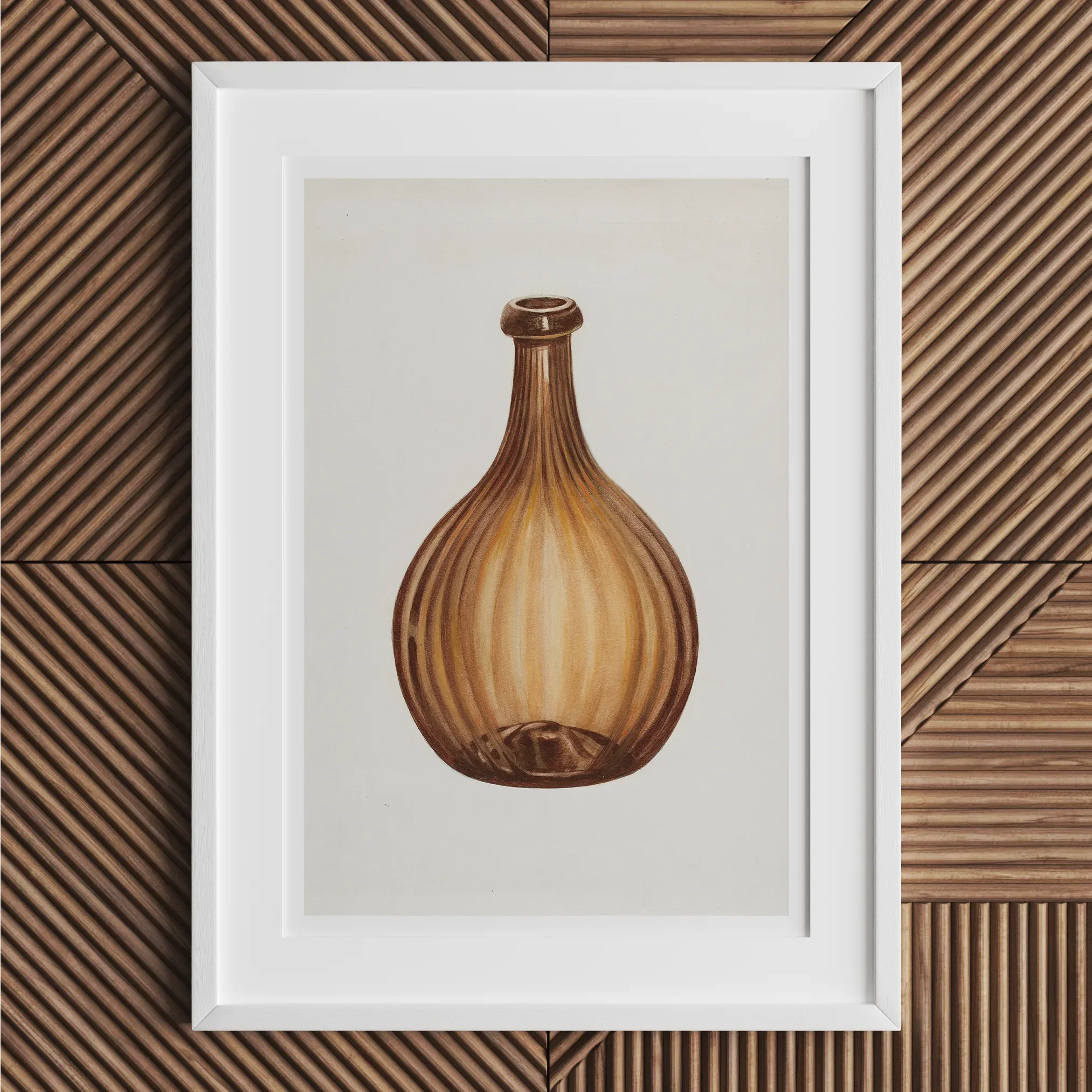 Amber Bottle - Anna Aloisi 1930s Glassware Art Print 18’’x24’’ / Unframed Posters Prints & Visual Artwork