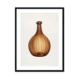 Amber Bottle - Anna Aloisi 1930s Glassware Art Print, Brown Ribbed Glass Bottle Narrow Neck