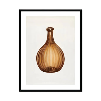 Amber Bottle - Anna Aloisi 1930s Glassware Art Print, Brown Ribbed Glass Bottle Narrow Neck