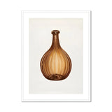 Amber Bottle - Anna Aloisi 1930s Glassware Art Print, Brown Ribbed Glass Bottle Narrow Neck Round Bulbous